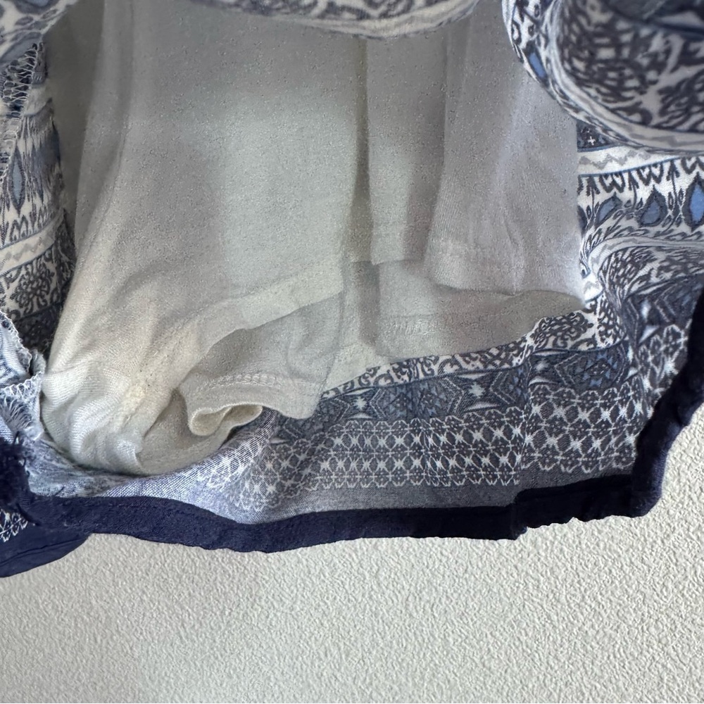 Athropologie Elevenses Basia Romper Long Sleeve V Neck Boho Blue Coastal Resort - Picture 8 of 13